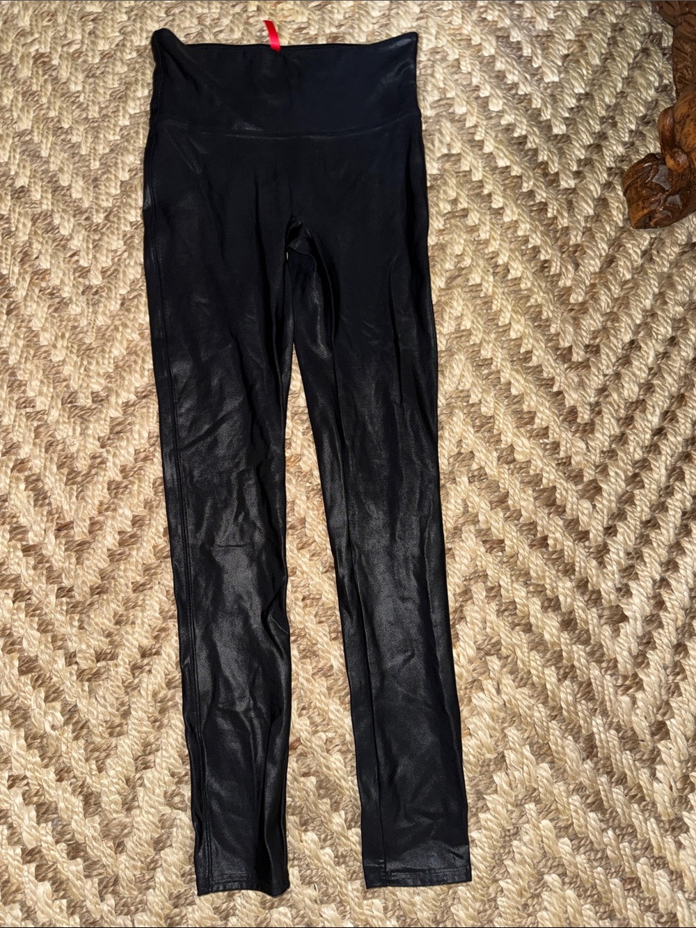 Spanx Black Faux Leather Leggings small petite